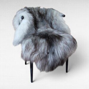 Genuine Icelandic Sheepskin Rug Gray Wide Long Silky Soft 51" x 34"